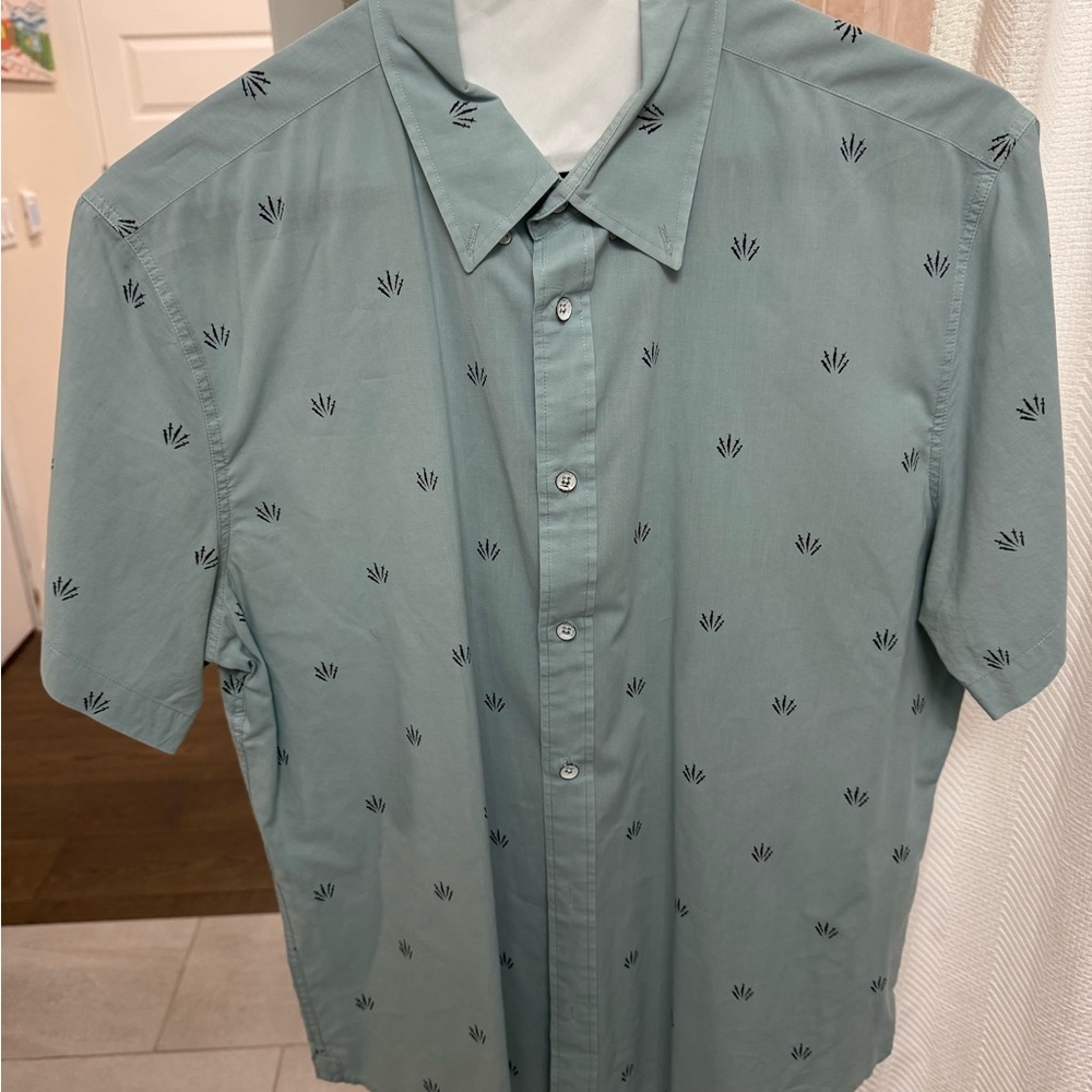 rag & bone Green Casual Button Down Shirt with Pattern